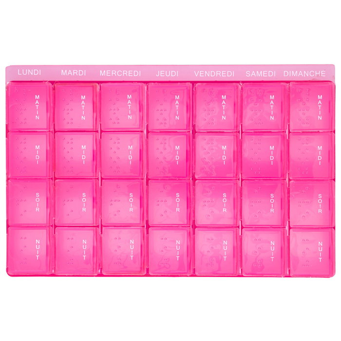 Sensly Pastillero Semanal Desmontable con Franjas Diarias Quita y Pon, Braille, 17x10x2 cm Sensly Pastillero Semanal Desmontable con Franjas Diarias Quita y Pon, Braille, 17x10x2 cm