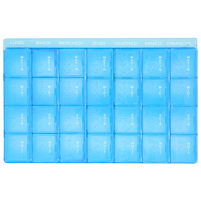 Sensly Pastillero Semanal Desmontable con Franjas Diarias Quita y Pon, Braille, 17x10x2 cm Sensly Pastillero Semanal Desmontable con Franjas Diarias Quita y Pon, Braille, 17x10x2 cm