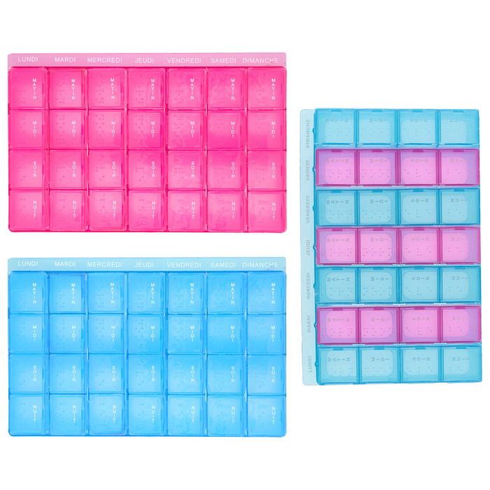 Sensly Pastillero Semanal Desmontable con Franjas Diarias Quita y Pon, Braille, 17x10x2 cm Sensly Pastillero Semanal Desmontable con Franjas Diarias Quita y Pon, Braille, 17x10x2 cm