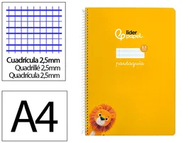Liderpapel Cuaderno Espiral Pautaguía A4 Tapa Dura Amarillo