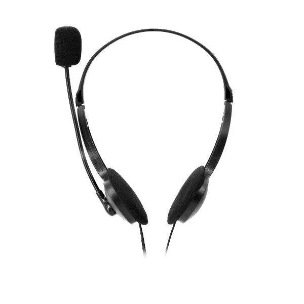 Nilox CHAT LIVE 2 - Auriculares de Diadema Ajustable con Micrófono Plegable, Ideal para Llamadas y Música, Cable 1.8m, Color Negro