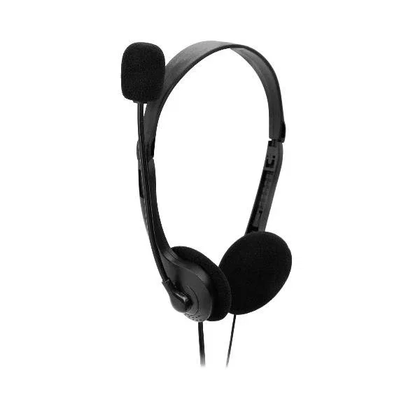 Nilox CHAT LIVE 2 - Auriculares de Diadema Ajustable con Micrófono Plegable, Ideal para Llamadas y Música, Cable 1.8m, Color Negro