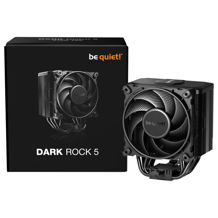 be quiet! Dark Rock 5 Ventilador CPU, Refrigerador de Aire, TDP 210W, Compatible LGA1700/1200/1151/1150/AM5/AM4, 120mm PWM, Negro be quiet! Dark Rock 5 Ventilador CPU, Refrigerador de Aire, TDP 210W, Compatible LGA1700/1200/1151/1150/AM5/AM4, 120mm PWM, Negro