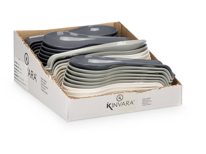 Kinvara Reposacuchara Plástico PP Surtido Colores Neutros 11x26x3 cm (Set de 48)