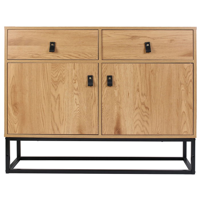 Home Deco Factory Aparador Industriel Madera y Metal Mueble con 2 Cajones y 2 Puertas 101x29xh.80 cm