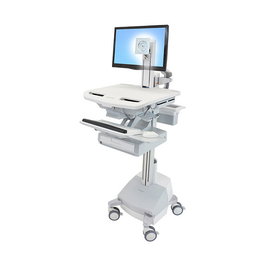Ergotron StyleView Carro Multimedia con Brazo LCD para Panel Plano, Aluminio/Gris/Blanco, 1 Cajón, 16.8 kg, Pantalla hasta 61 cm (24")