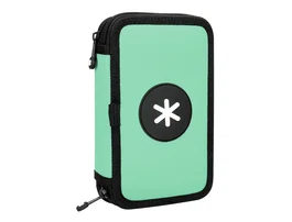 Antartik Plumier Escolar Doble Cremallera Color Menta 28 Piezas