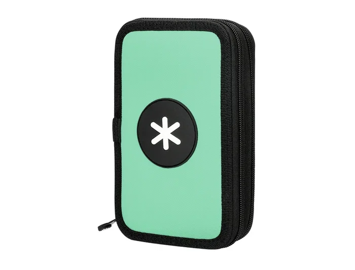 Antartik Plumier Escolar Doble Cremallera Color Menta 28 Piezas