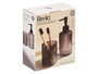 Berilo - Set de 2 Dosificadores para Baño con Vaso 350 ml, Color Gris con Rayas, Dimensiones 15x18.5x7.5 cm (Set de 12)