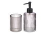 Berilo - Set de 2 Dosificadores para Baño con Vaso 350 ml, Color Gris con Rayas, Dimensiones 15x18.5x7.5 cm (Set de 12)