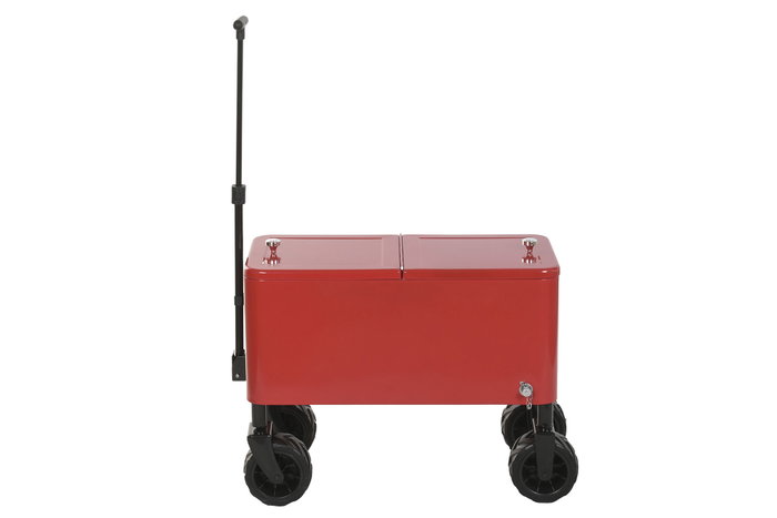 DKD Home Decor Nevera Rojo Negro 88 x 39 x 120 cm Metal PP Ruedas Desmontable