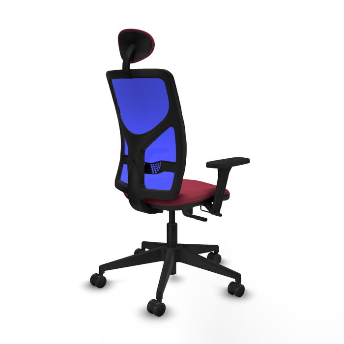 PIQUERAS Y CRESPO Silla de oficina Motilla con mecanismo Sincro/Traslack, Granate y Azul