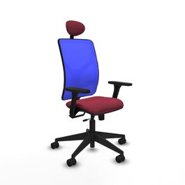 PIQUERAS Y CRESPO Silla de oficina Motilla con mecanismo Sincro/Traslack, Granate y Azul