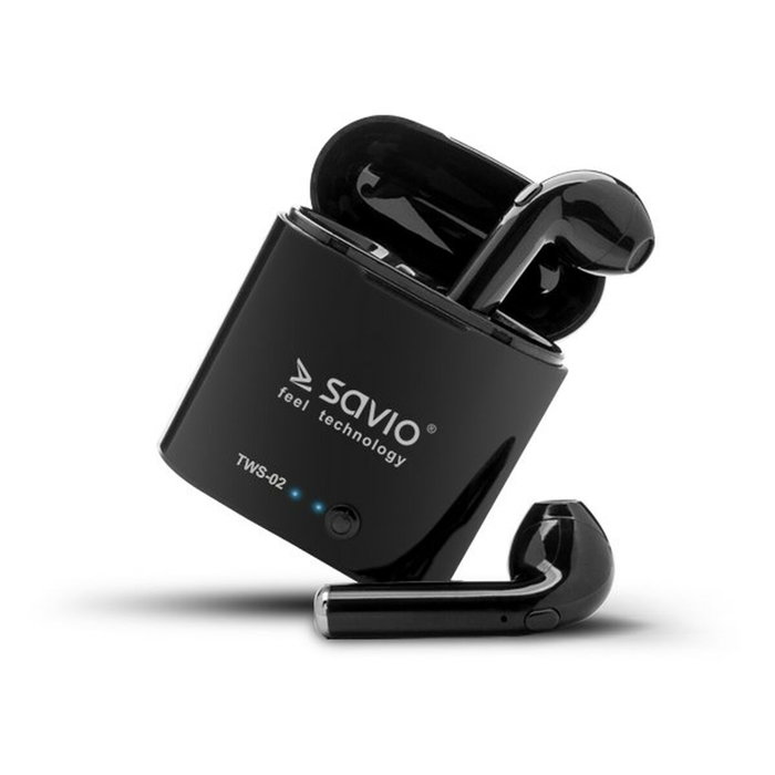 Savio tws-02 auriculares inalÁmbricos con bluetooth, negro