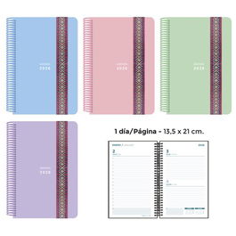 Agenda Anual (2026) Senfort Pastel Espiral Tapa Pp Con Goma Decorada 135X210 D/P Surtido De 4