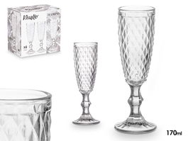 Vivalto Copa Cava Diamante Transparente Vidrio 170 ml 7x20x7 cm (Set de 24)
