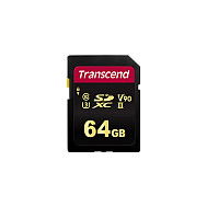 Transcend SDXC SDC700S Tarjeta de Memoria 64GB, Velocidad Lectura 285MB/s, Escritura 180MB/s, Clase 10 U3 V90 NAND