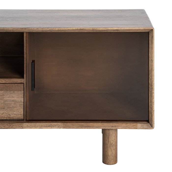 Mueble Tv Marrón Madera-Cristal 150 X 40 X 55 cm