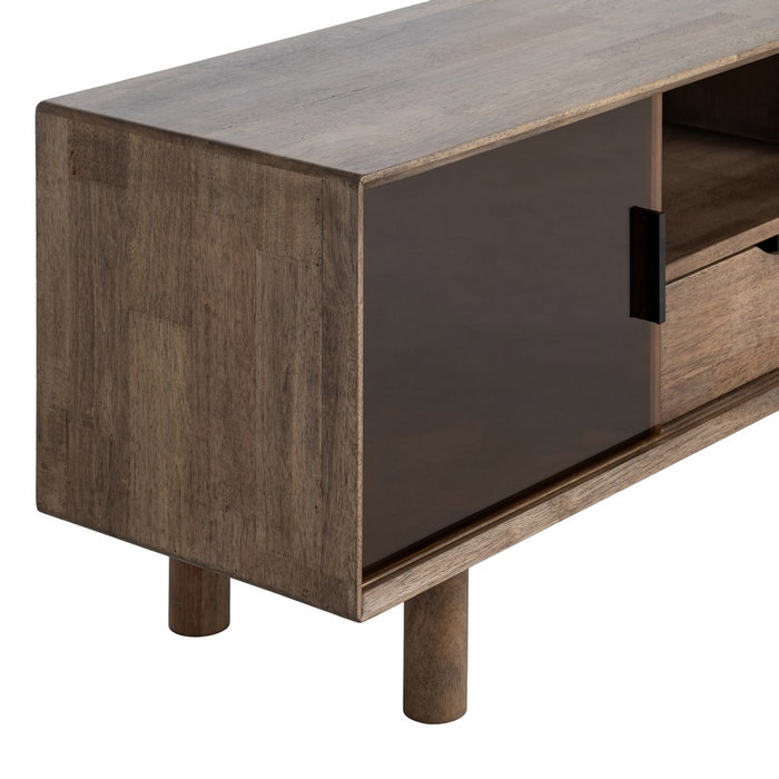 Mueble Tv Marrón Madera-Cristal 150 X 40 X 55 cm
