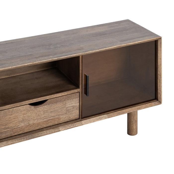 Mueble Tv Marrón Madera-Cristal 150 X 40 X 55 cm