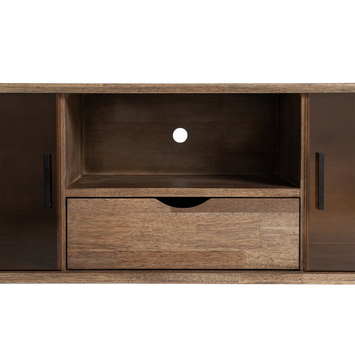 Mueble Tv Marrón Madera-Cristal 150 X 40 X 55 cm