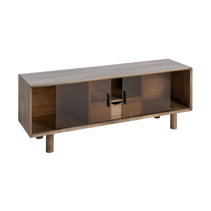 Mueble Tv Marrón Madera-Cristal 150 X 40 X 55 cm