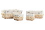 DKD Home Decor Cesta Ropa Shabby Natural Mimbre y Algodón Set de 4 Piezas 25 x 16 x 36 cm