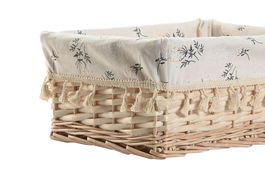 DKD Home Decor Cesta Ropa Shabby Natural Mimbre y Algodón Set de 4 Piezas 25 x 16 x 36 cm
