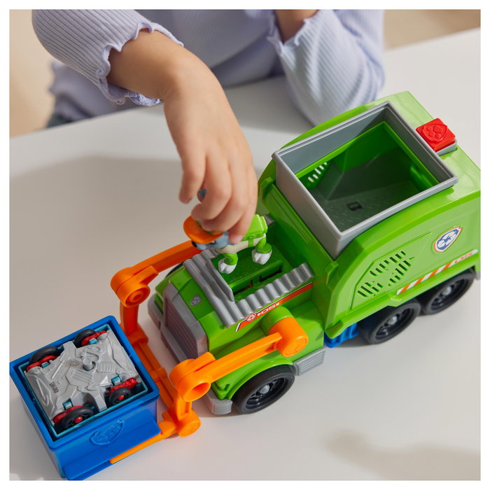 Spin Master Camión de Reciclaje Crush 'n' Roll de la Patrulla Canina con Figura de Rocky y Accesorios