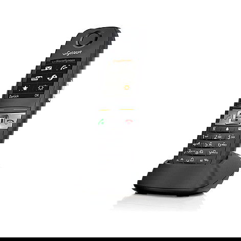 Gigaset E630HX Teléfono DECT Inalámbrico con Contestador e Intercomunicador, Resistente al Agua y Polvo IP65, Pantalla 1.8", 200 Contactos, Negro - Terminal con Base de Carga