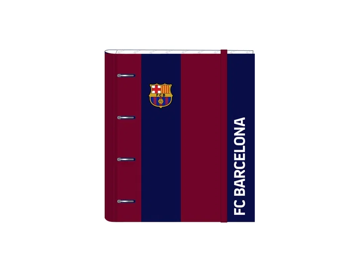 Safta Carpeta de 4 Anillas F.C. Barcelona con Recambio DIN A4, Goma y 5 Separadores de 35 mm