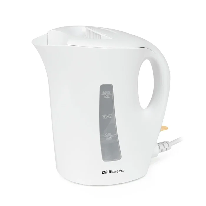 Orbegozo Hervidor de Agua Eléctrico KT 4150, 1 Litro, 1200W, Apagado Automático, Libre de BPA, Asa Fría, Blanco