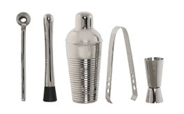 DKD Home Decor Set de Coctelería de 5 Piezas en Acero Inoxidable Grabado Plateado
