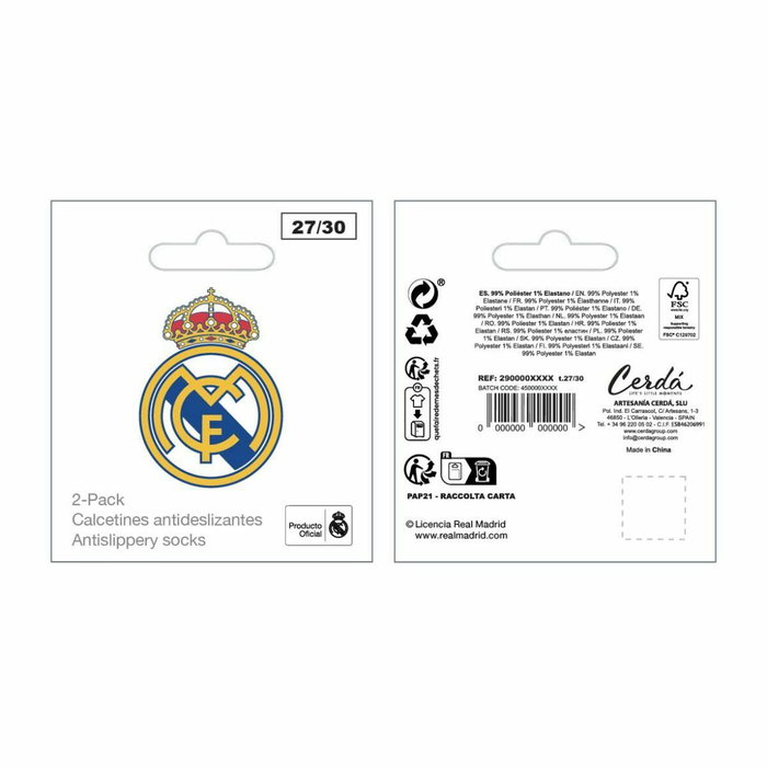 Cerdá Calcetín Antideslizante Aplicaciones Real Madrid T.27/30 Cerdá Calcetín Antideslizante Aplicaciones Real Madrid T.27/30