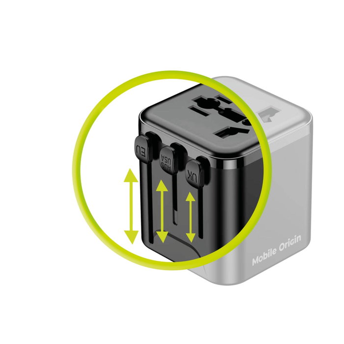 Mobile Origin PW30 Adaptador de Viaje Universal EU/UK/US/AUS, Negro