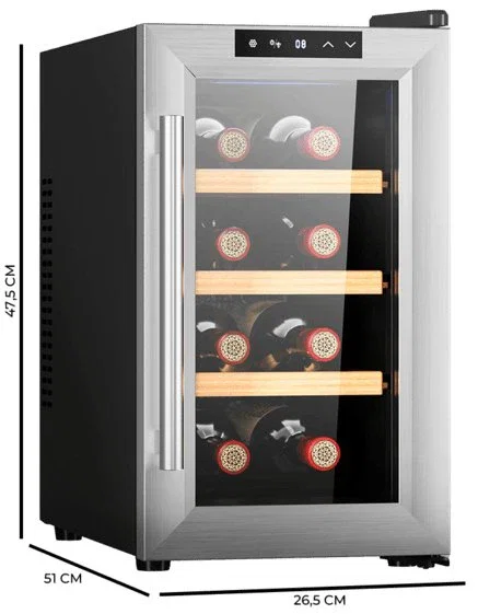 Cecotec Vinoteca Bolero Grandsommelier 830 Coolwood, 8 botellas, Acero inoxidable