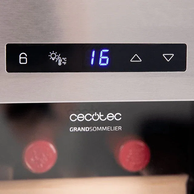Cecotec Vinoteca Bolero Grandsommelier 830 Coolwood, 8 botellas, Acero inoxidable