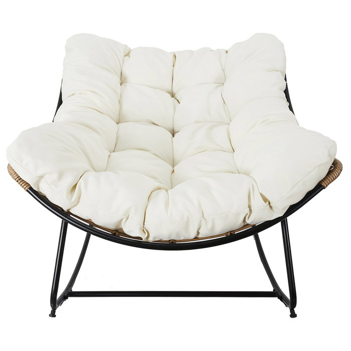 Home Deco Factory Butaca Mecedora Tulum Beige para Patio o Jardín 96x114 cm