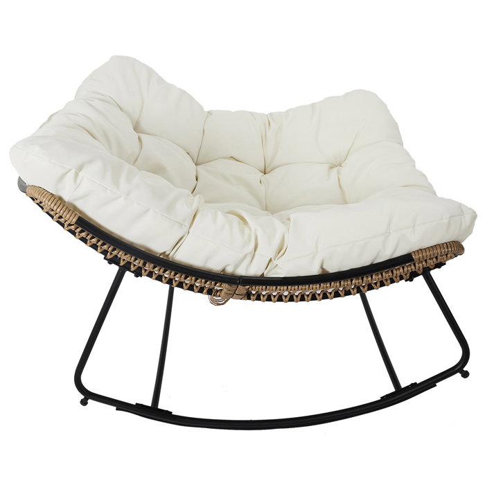 Home Deco Factory Butaca Mecedora Tulum Beige para Patio o Jardín 96x114 cm