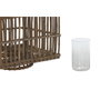 DKD Home Decor Portavelas de Ratán y Cristal con Asa Natural