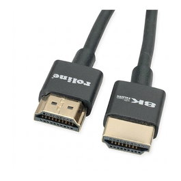 ROLINE Cable HDMI 8K Ultra HD con Ethernet, Slim, Macho a Macho, Negro, 1 m
