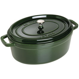 Staub 40509-691-0 La Cocotte Oval 33cm, 6.7 Litros, Verde Basilikum-Grün, Esmaltada, de Hierro Fundido