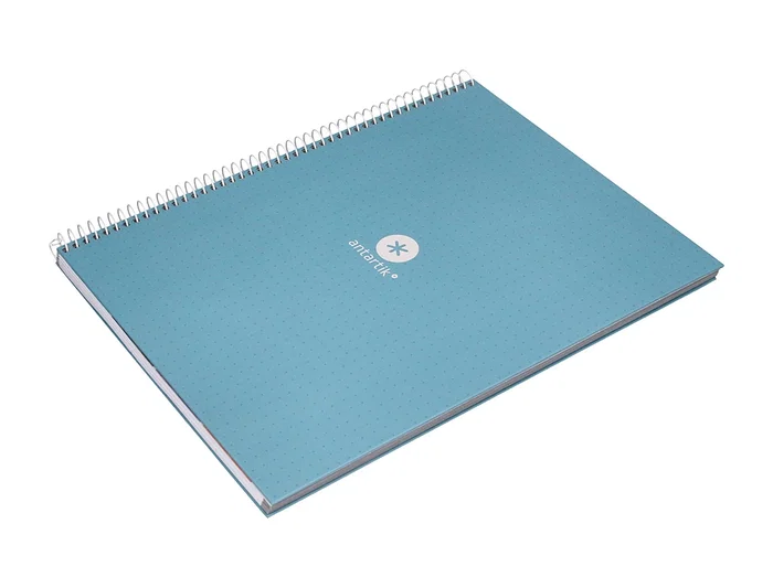 Antartik Cuaderno espiral A4 micro dots tapa forrada 80 hojas 90 gr rayado puntos celeste