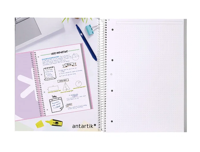 Antartik Cuaderno espiral A4 micro dots tapa forrada 80 hojas 90 gr rayado puntos celeste