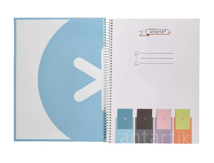 Antartik Cuaderno espiral A4 micro dots tapa forrada 80 hojas 90 gr rayado puntos celeste