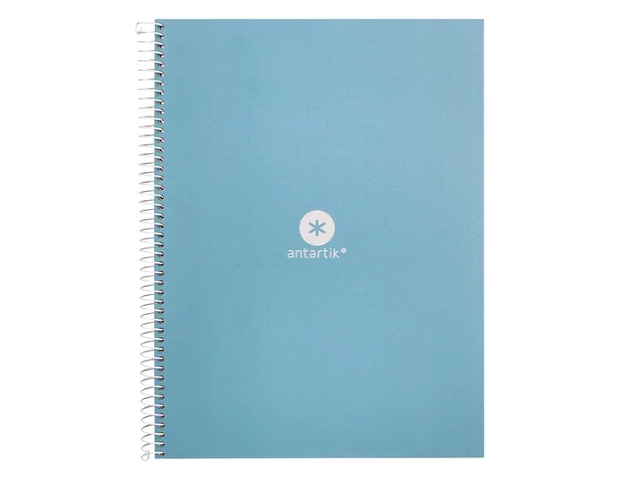 Antartik Cuaderno espiral A4 micro dots tapa forrada 80 hojas 90 gr rayado puntos celeste