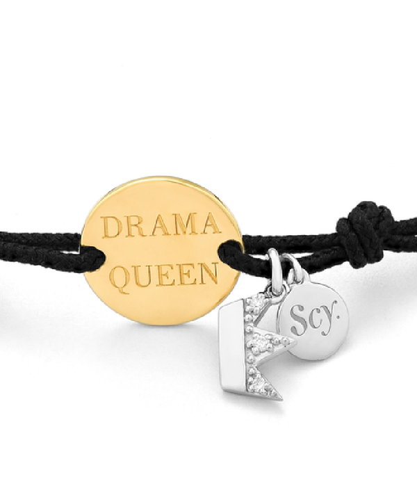 Secrecy Pulsera Drama Queen Plata de Ley 925 con Baño de Oro 18K, 18cm