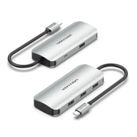 Vention TNAHB Hub USB-C a 4xUSB 3.0 con Carga PD Gris Vention TNAHB Hub USB-C a 4xUSB 3.0 con Carga PD Gris