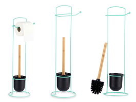 Berilo Portarrollo Metal Escobilla Bambú Menta 17x57x16.5 cm (Set de 6)