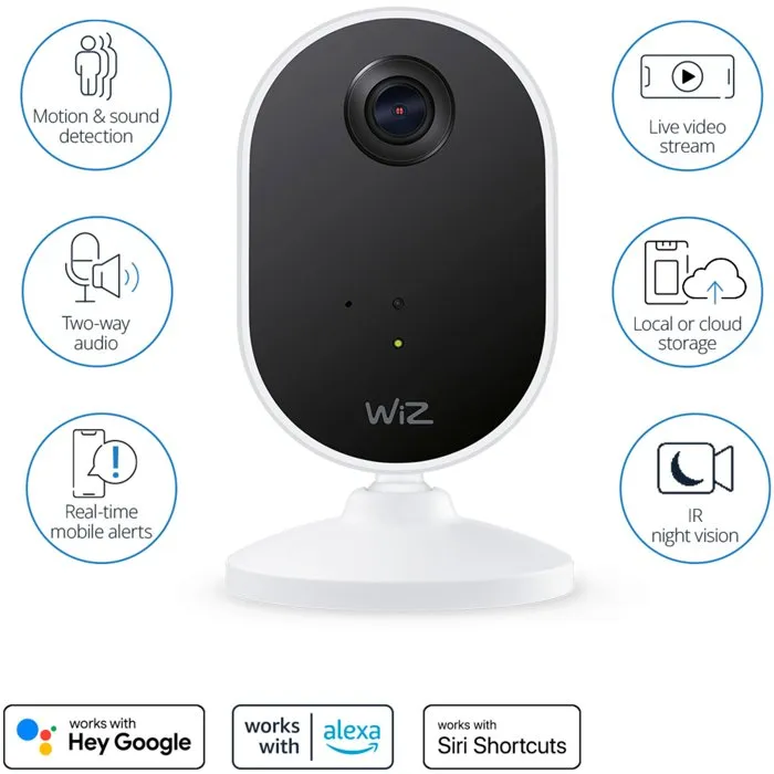 Hue Cámara Smart de interior con detección de sonido y movimiento, cableada - WIZ